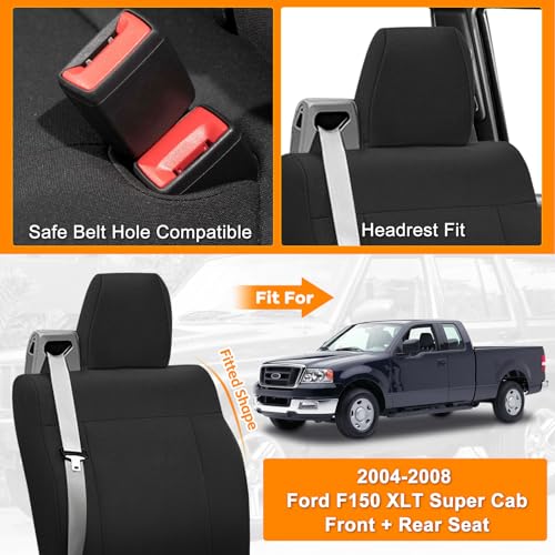 Kistrba Truck Seat Cover Compatible with 2004-2008 Ford F150 XLT Super Cab Front & Rear, Knitted Fabric Durability Heavy Duty Seat Cover - Image 2