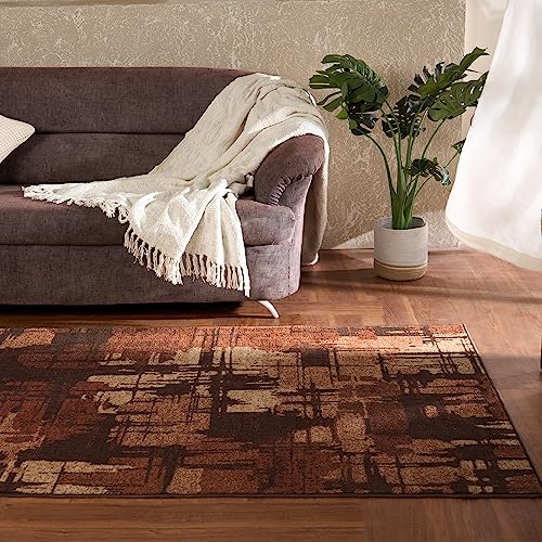 Welspun Wonder-Full Distressed Carpet for Hall, Living Room & Bedroom | Polyester | 981 GSM | Machine Tufted | 4x6 Feet | Brown - Image 1