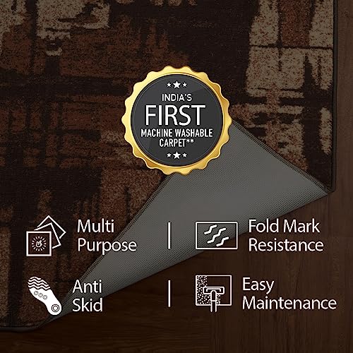 Welspun Wonder-Full Distressed Carpet for Hall, Living Room & Bedroom | Polyester | 981 GSM | Machine Tufted | 4x6 Feet | Brown - Image 4