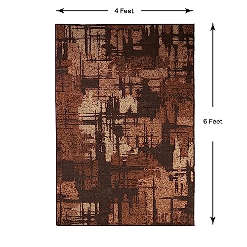 Welspun Wonder-Full Distressed Carpet for Hall, Living Room & Bedroom | Polyester | 981 GSM | Machine Tufted | 4x6 Feet | Brown - Image 5