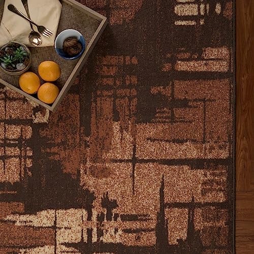 Welspun Wonder-Full Distressed Carpet for Hall, Living Room & Bedroom | Polyester | 981 GSM | Machine Tufted | 4x6 Feet | Brown - Image 3