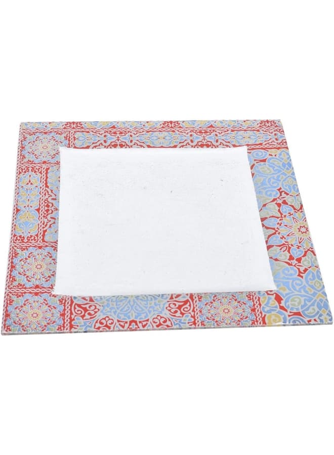 Rosa By Fathy Mahmoud High Quality Glass Square Serving Plate, 40 * 40Cm - Yameesh Red - Image 1