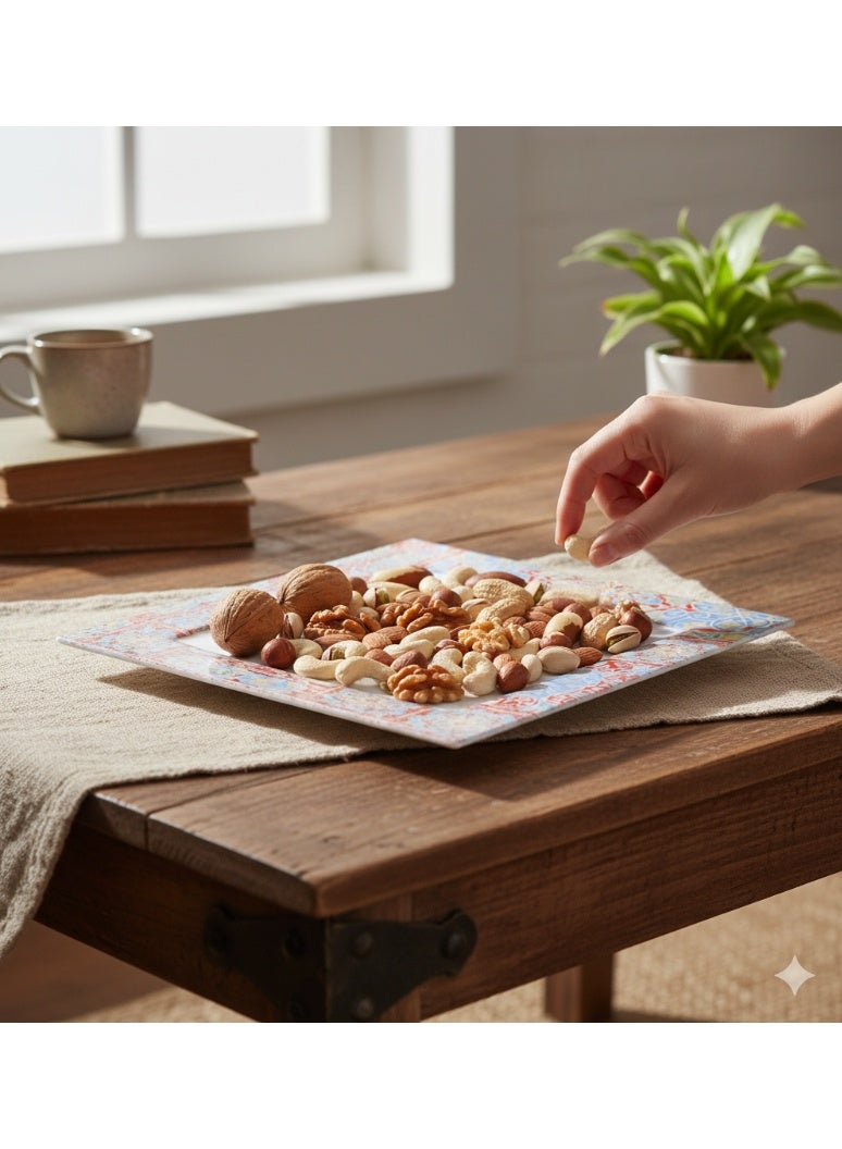 Rosa By Fathy Mahmoud High Quality Glass Square Serving Plate, 40 * 40Cm - Yameesh Red - Image 3