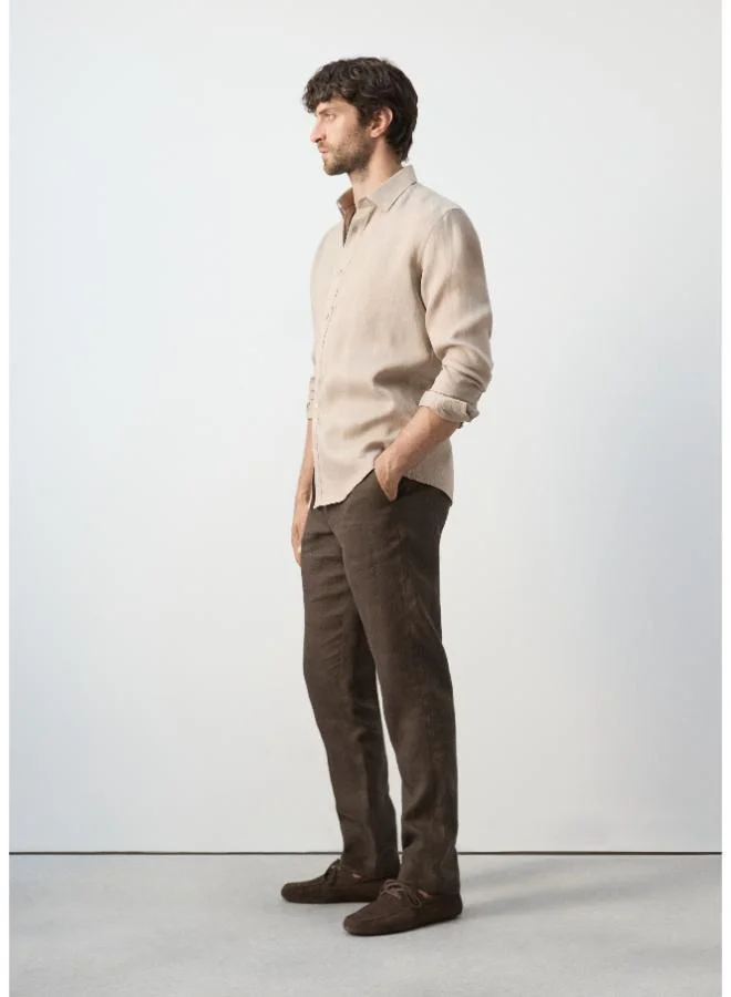 Mango Man  Regular-fit 100% linen shirt for Men | Best Price UAE