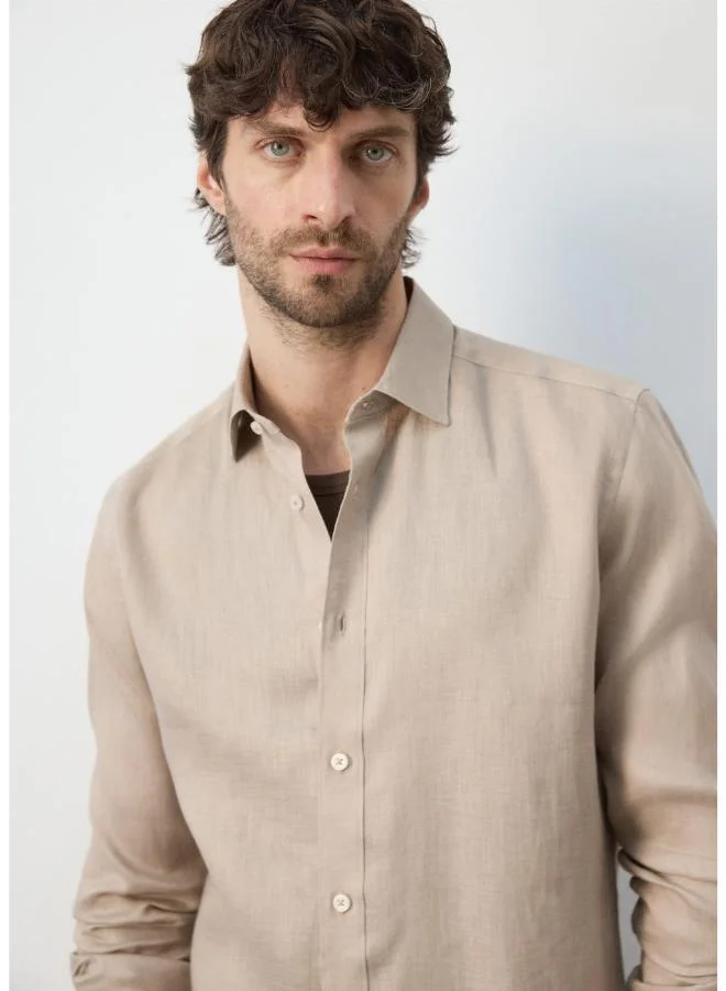 Mango Man  Regular-fit 100% linen shirt for Men | Best Price UAE