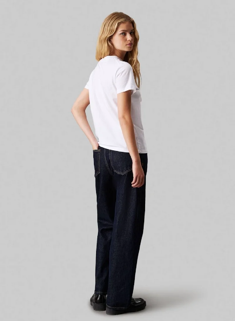 Calvin Klein Jeans Women's Monologo T-shirt - Cotton, White