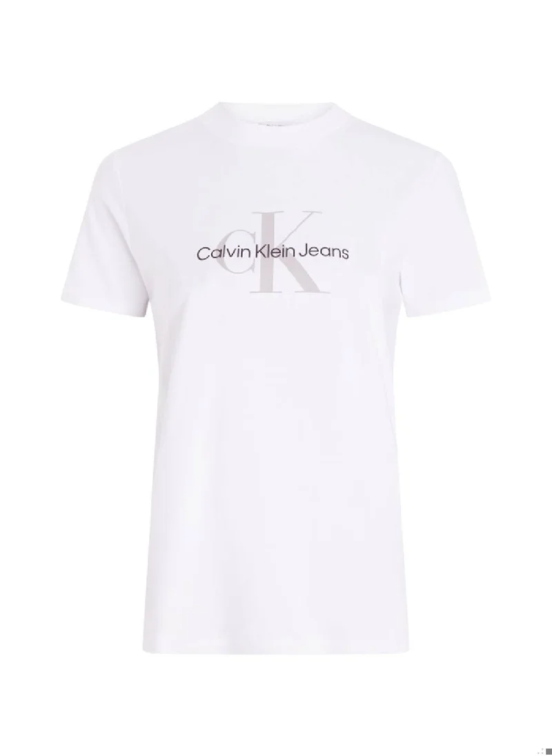 Calvin Klein Jeans Women's Monologo T-shirt - Cotton, White