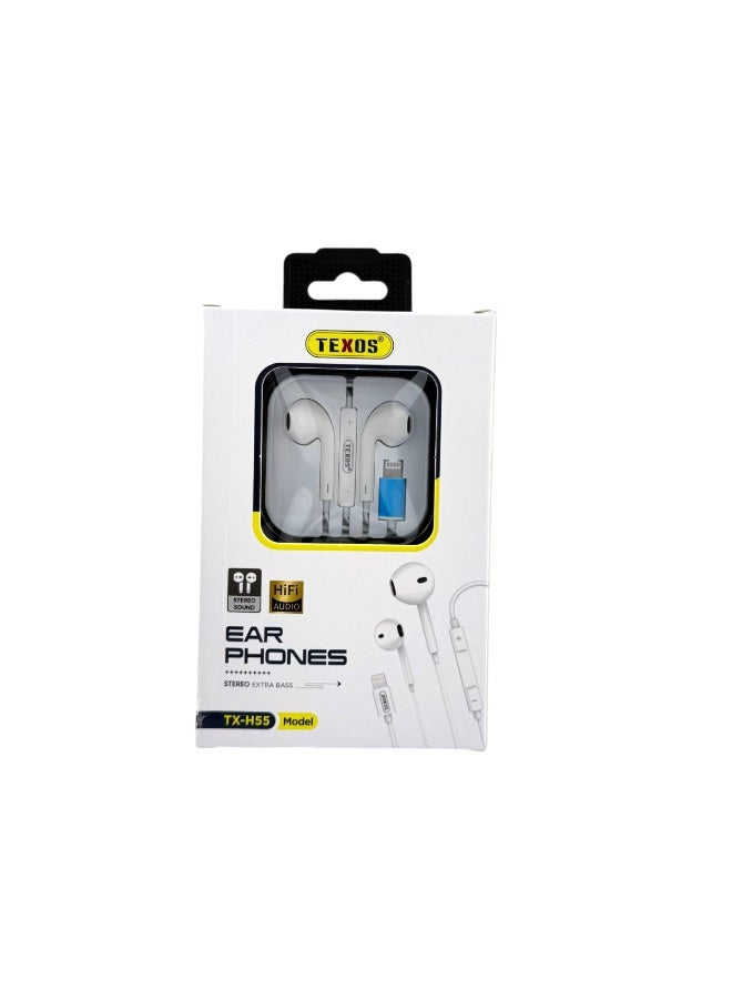 Texos TX-H55 Lightning Wired Earphones with Microphone - Image 2