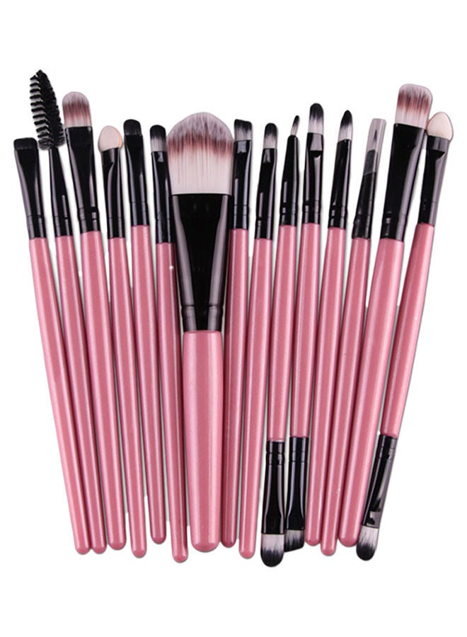 NIBEMINENT 15-Piece Makeup Brush Set With Egg And Bag Pink/Black  - Image 2