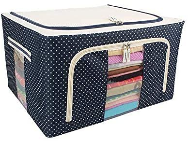 AAGNA Foldable Steel Tip Based Rectangular Fabric Laundry Storage Box with Transparent View Window and Handles Multicolor 24 L - Image 5