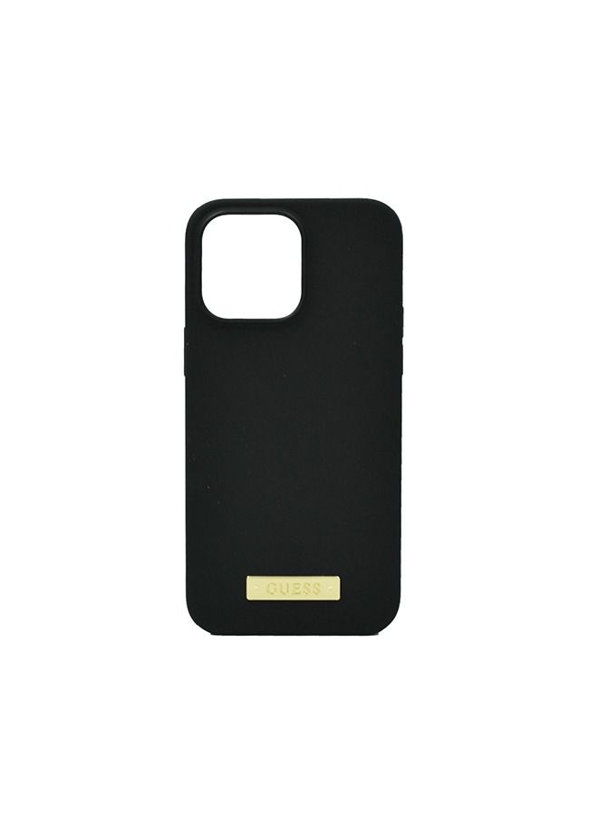 GUESS Magsafe Liquid Silicone Logo Hard Case For iPhone 14 Pro Plate Black - Image 1