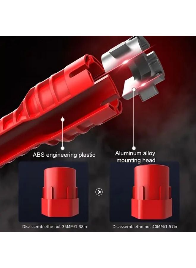 أحمر 14 بوصة مجموعة أدوات تركيب الصنبور والحوض مع مفتاح قابل للتعديل وثني الأنابيب - Image 5