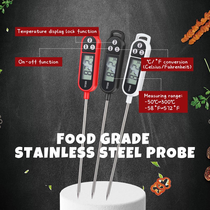 Copkim 6 Pcs Meat Food Thermometer Food with Probe Water Liquid Instant Read Digital Thermometer Kitchen Cooking Supplies for Cooking BBQ Milk Yogurt (Black,White,Red) - Image 4