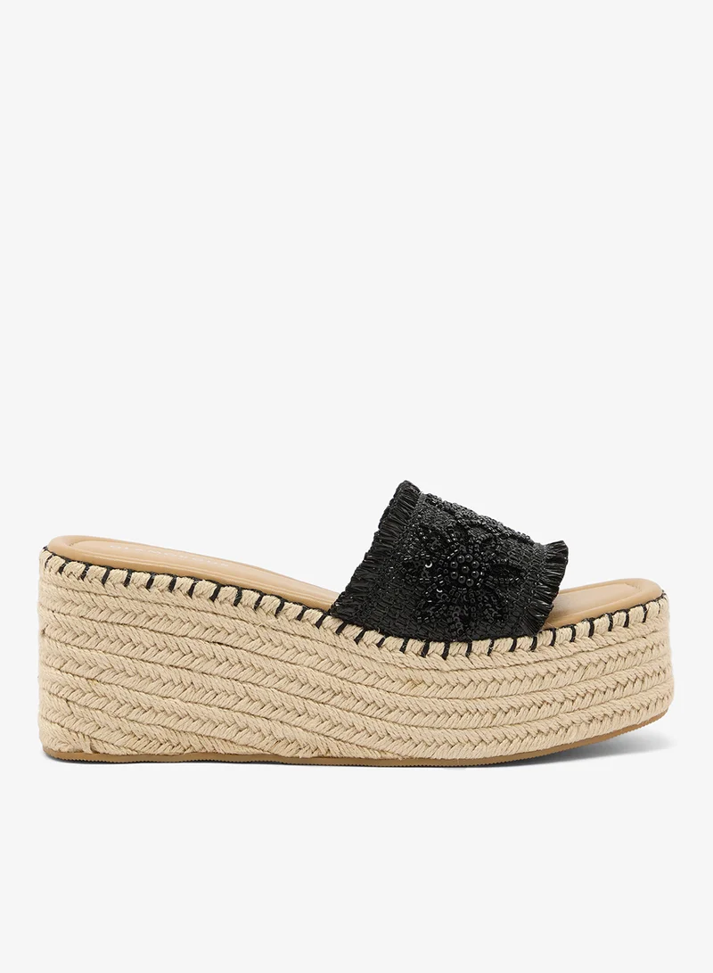 GLAMOROUS Single Strap Mid Heel Wedge Sandals