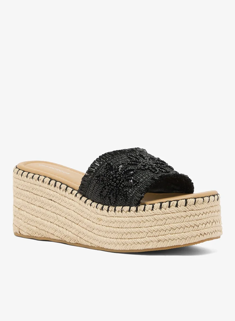 GLAMOROUS Single Strap Mid Heel Wedge Sandals