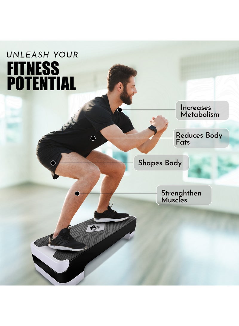 Allure Sphere Sphere Aerobic Stepper For Home & Gym - Suited For Cardio, Yoga, Weights, Exercise Workout, Stretching, Fitness - Non-Slip Adjustable 2 Level Steps (L 68 X W 28 X H 10) - Image 2