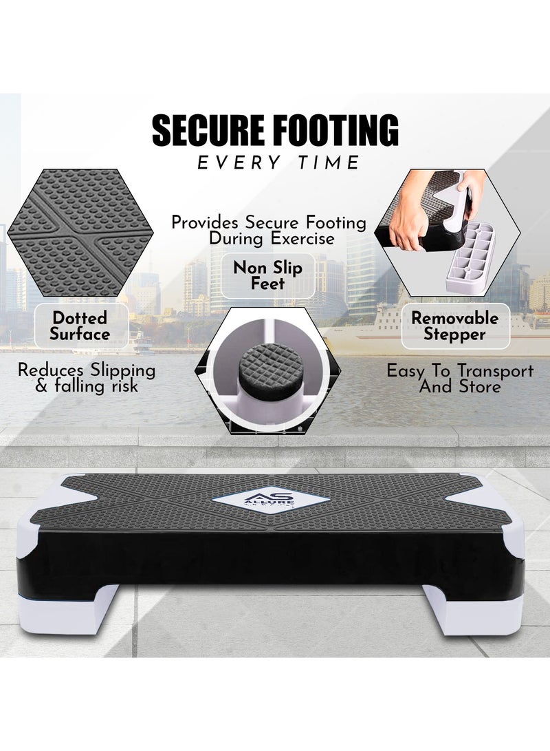 Allure Sphere Sphere Aerobic Stepper For Home & Gym - Suited For Cardio, Yoga, Weights, Exercise Workout, Stretching, Fitness - Non-Slip Adjustable 2 Level Steps (L 68 X W 28 X H 10) - Image 4