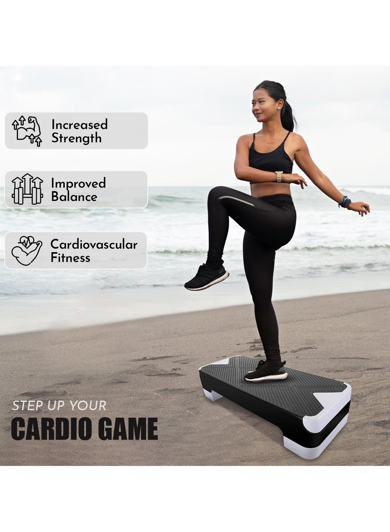Allure Sphere Sphere Aerobic Stepper For Home & Gym - Suited For Cardio, Yoga, Weights, Exercise Workout, Stretching, Fitness - Non-Slip Adjustable 2 Level Steps (L 68 X W 28 X H 10) - Image 5