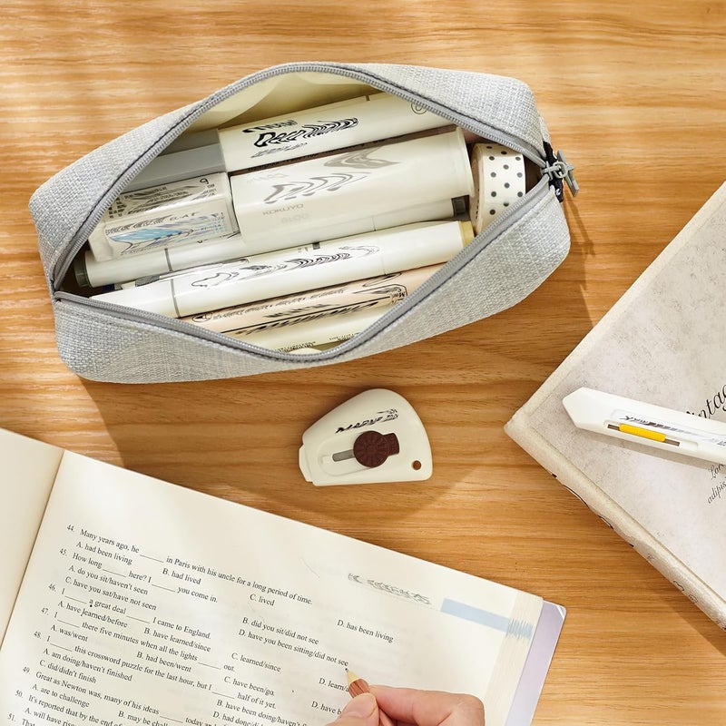ANGOOBABY Small Pencil Case Student Pencil Pouch Coin Pouch Cosmetic Bag Office Stationery Organizer for Teen School-Grey - Image 5