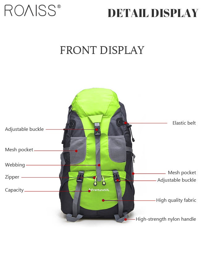 roaiss Multifunctional Outdoor Backpack, Waterproof Hiking Backpack with Outstanding Organizational Features, Lightweight Comfortable Travel Bag with 50L Large Capacity, Suitable for Hiking, Camping, Trekking, Mountaineering and Traveling - Image 4