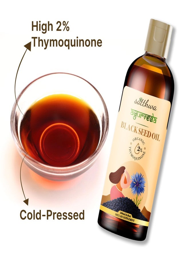 Satthwa Organic Black Seed Oil - Cold-Pressed, 100% Pure Nigella Sativa Oil, High TQ, Non-GMO - Nutrient-Rich for Immune, Hair & Skin Support - 200ml - 6.8oz - Image 4