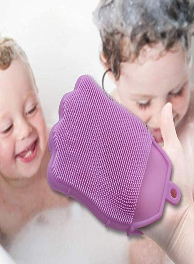 POXEFLIP Silicone Shower Body Scrubber baby bath brush Skin Cleaning Bath Glove Anti Cellulite bath gloves(Multicolour) - Image 2