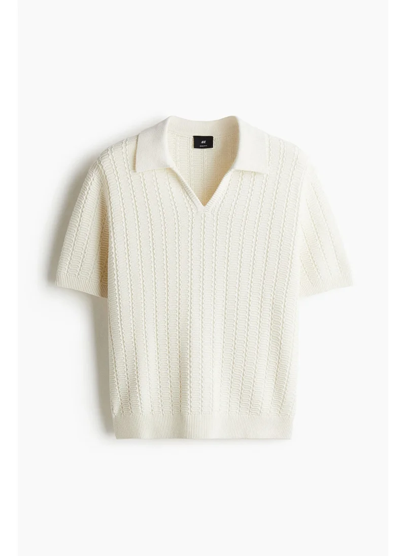 H&M Regular Fit Textured-knit polo shirt