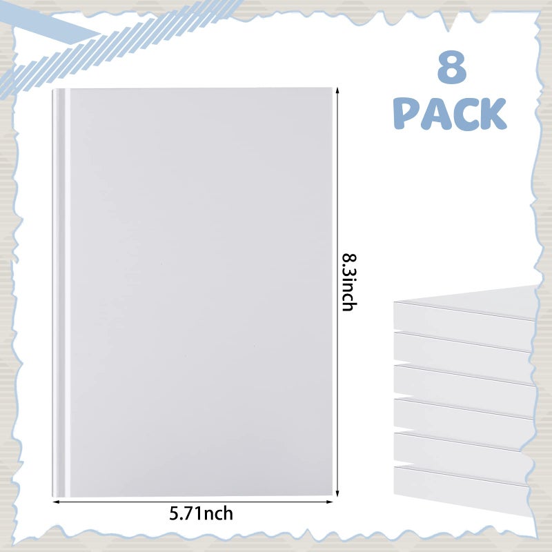 Henoyso 8 Pcs A5 Blank Notebooks Journals Bulk 100 Sheets/200 Pages Unlined Craft Notebooks Kraft Sketchbooks Hardcover for Writing Drawing for Gifts Students School Office, 8.3 x 5.7 in (White) - Image 2