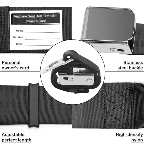 Coolrunner موسع حزام الأمان للطائرة 2 في 1، Coolrunner قابل للتعديل 7-32" - يناسب جميع شركات الطيران - حقيبة حمل مجانية - Image 3