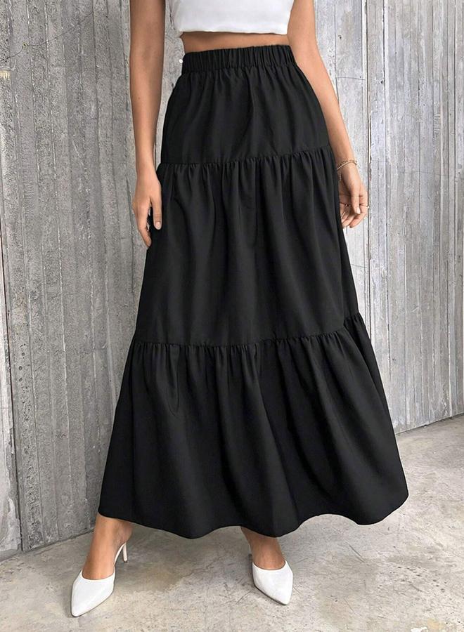 تايك تو تنورة طويلة سادة بطبقات - Image 4