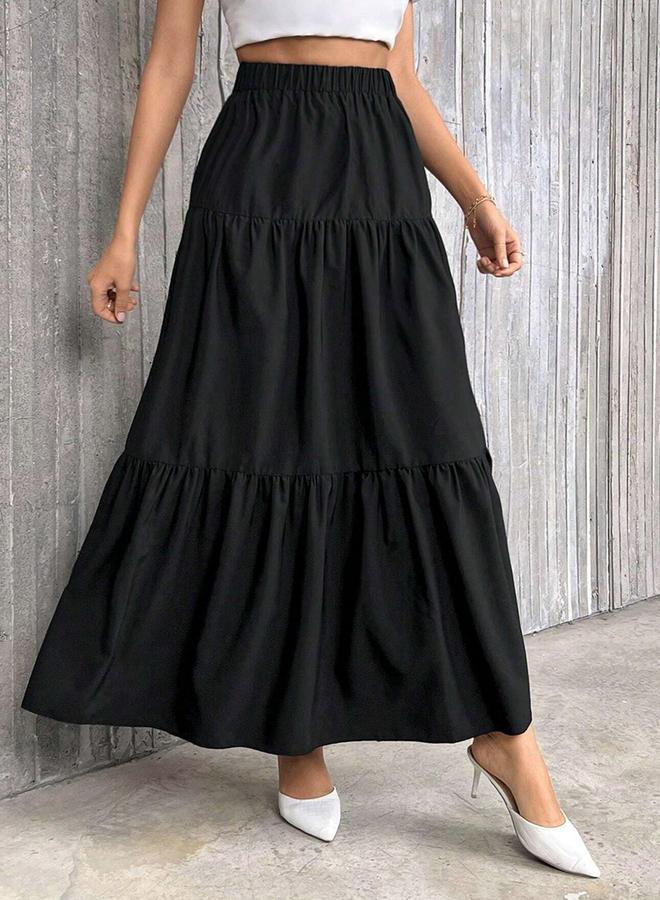 تايك تو تنورة طويلة سادة بطبقات - Image 3