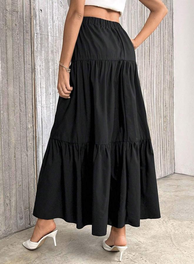 تايك تو تنورة طويلة سادة بطبقات - Image 2