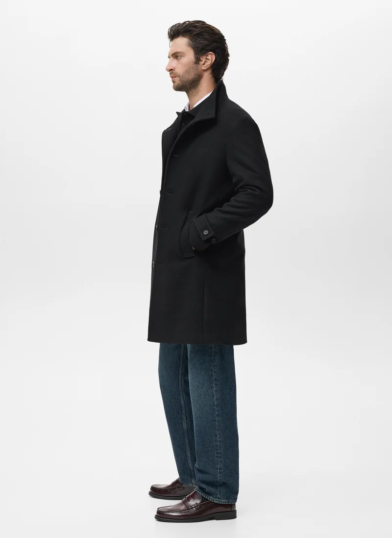 Mango Man  Funnel Neck Overcoat for Men | Best Price UAE