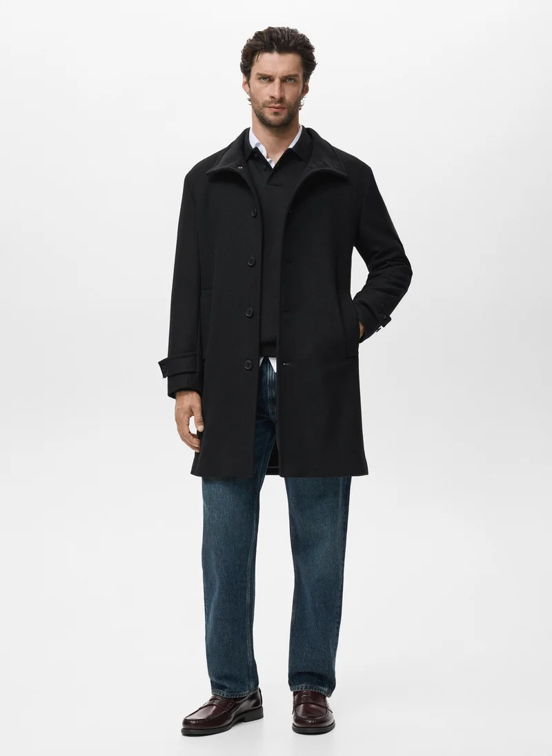 Mango Man  Funnel Neck Overcoat for Men | Best Price UAE