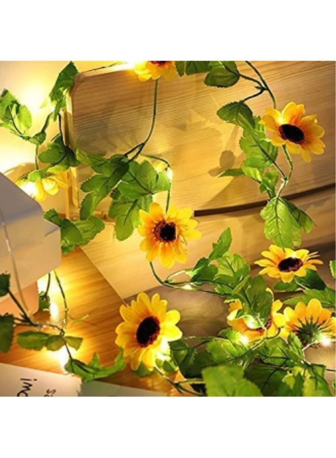 GGEROU 20 LED Artificial Sunflower Garland String Lights, 6.56ft Silk Sunflower Vines with Solar Powered String Lights for Indoor Bedroom Home Garden Party Wedding Decor - Image 4