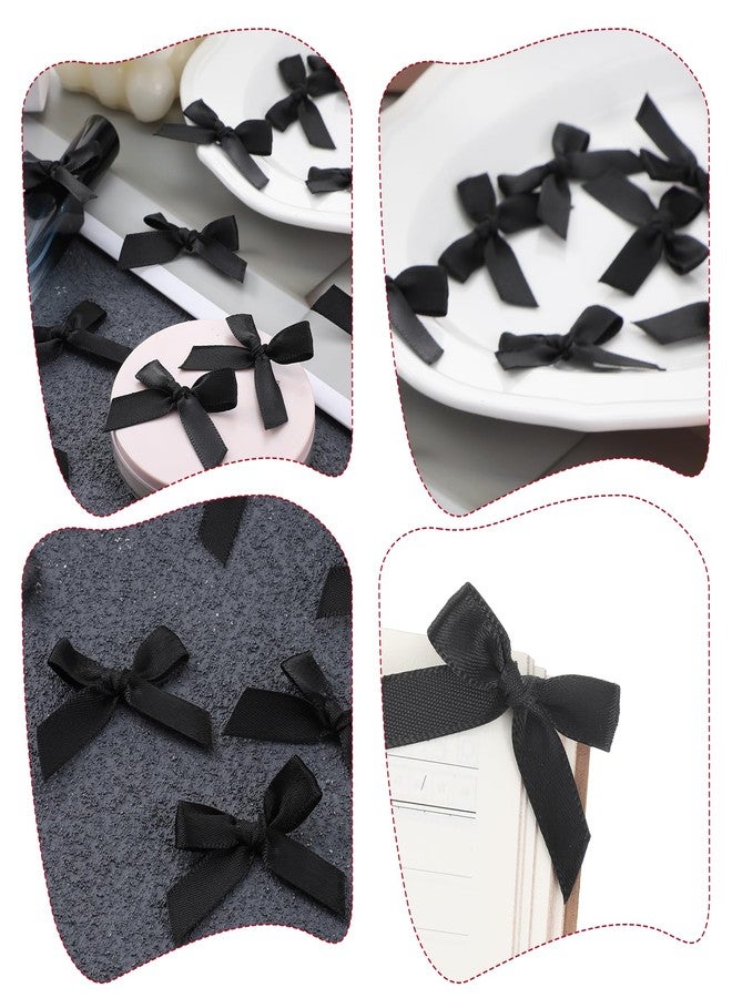 Tweruna 50 PCS Black Bows for Cake, Mini Black Ribbon Bows for Crafts, Elegant Bowknot Decoration Accessories for Christmas Wedding Birthday Party Gift Wrapping DIY Craft - Image 4