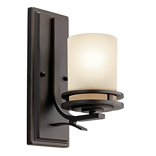 Kichler Hendrik 12” Wall Light Fixture in Olde Bronze with Umber Etched Glass, 1-Light Wall Lamp for Bedroom or Living Room, 5076OZ - Image 1
