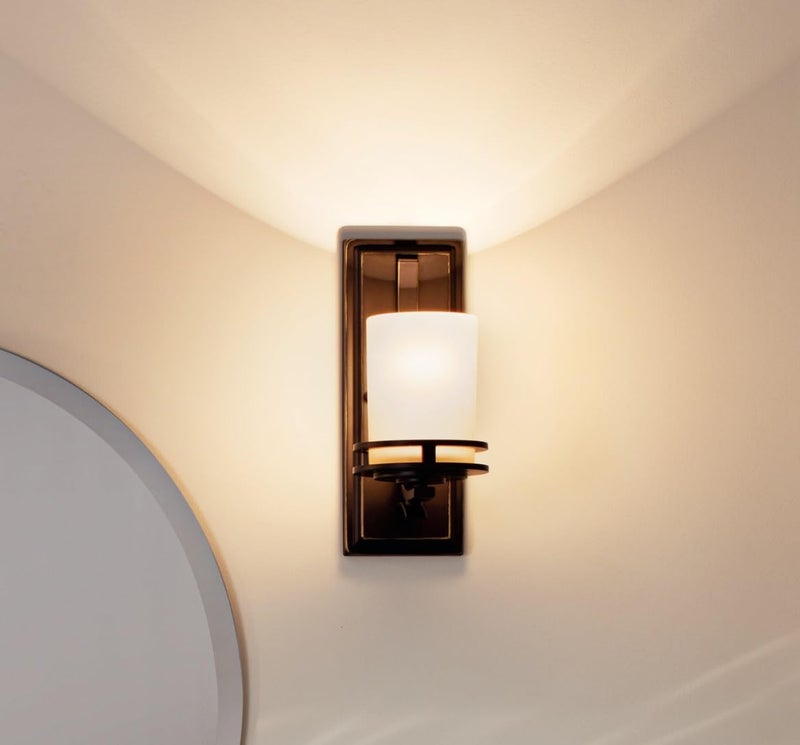 Kichler Hendrik 12” Wall Light Fixture in Olde Bronze with Umber Etched Glass, 1-Light Wall Lamp for Bedroom or Living Room, 5076OZ - Image 5