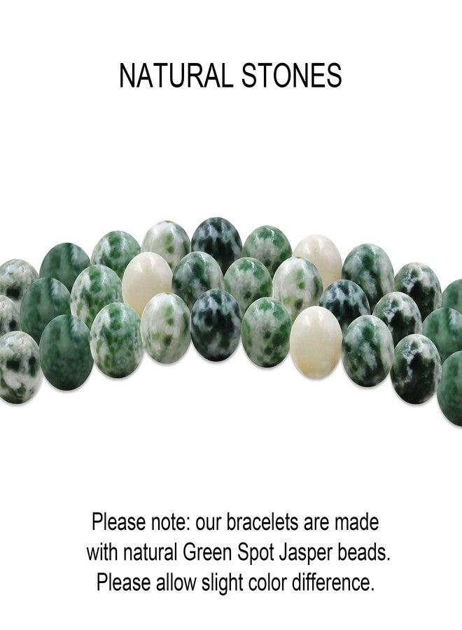 Uloveido 100pcs 8mm Round Green Spot Jasper Loose Stone Beads for Jewelry Making DIY Crafts Design with 10m Stretch Cord - Image 2