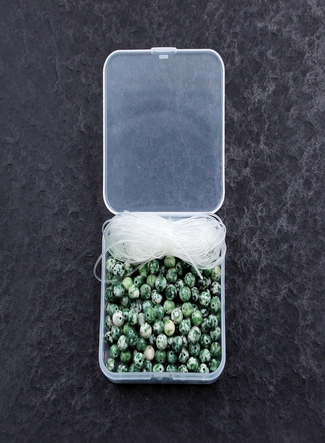 Uloveido 100pcs 8mm Round Green Spot Jasper Loose Stone Beads for Jewelry Making DIY Crafts Design with 10m Stretch Cord - Image 4