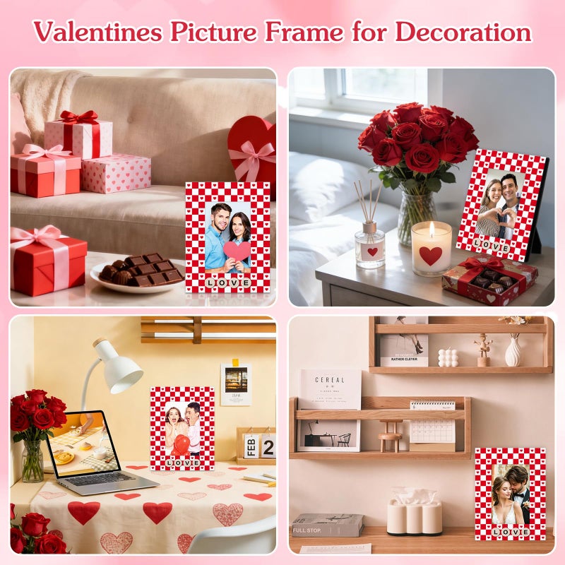 PETCEE Love Picture Frame for Couples - Valentines Day Picture Frame Unique Gift Red and White Heart Design Romantic Valentine's Day Gifts for Him Her Wedding Anniversary Birthday Family Decorations - Image 5