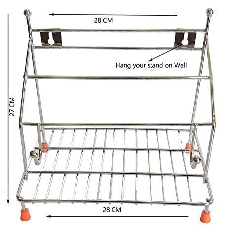 12FOR COLLECTION 12FOR COLLECTION Chakla Belan and Tawa Stand for Kitchen 100 RustFree Stainless Steel Rolling Pin Board Holder Wall Mount Stand 4 in1 Holder  - Image 2