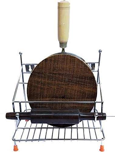 12FOR COLLECTION 12FOR COLLECTION Chakla Belan and Tawa Stand for Kitchen 100 RustFree Stainless Steel Rolling Pin Board Holder Wall Mount Stand 4 in1 Holder  - Image 4
