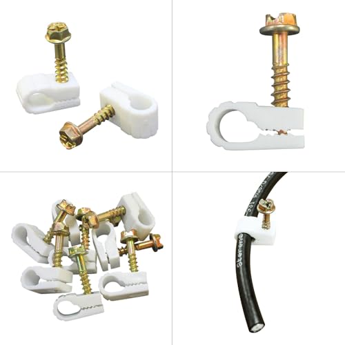 STEREN Coaxial Cable Clips - Cable Holder - Wire Clips - Siding Clips for Hanging - Cord Holder for Desk - Cable Clamps (White, 100 Count - Single Screw) - Image 5