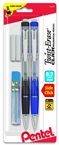Pentel® Twist-Erase® CLICK Mechanical Pencils, 0.7mm, Hi-Polymer HB Lead, 59% Recycled, Assorted Barrel Colors, Pack Of 2 - Image 1