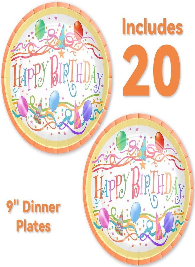 Stonehouse Collection | Happy Birthday 9" Paper Plates & Napkins | 40 PCS Total Disposable Plates - Image 2