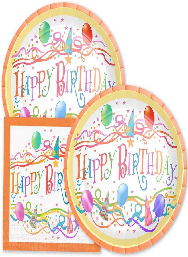 Stonehouse Collection | Happy Birthday 9" Paper Plates & Napkins | 40 PCS Total Disposable Plates - Image 1