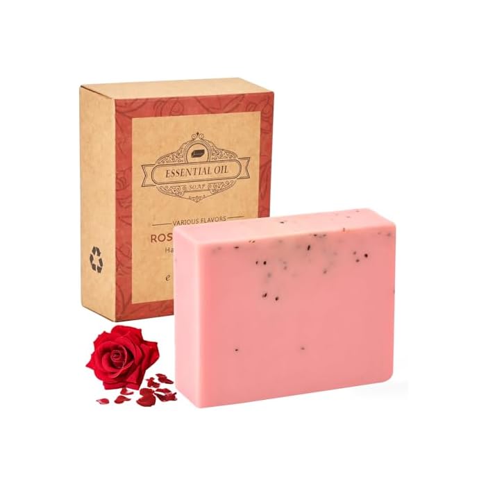 Bar Soap Body Hand Face Wash Bar, Moisturizing Bar Soap Contains Rose Extract for Spot Removal, Gentle Soap Bar with Plant-Based Exfoliants Softens & Soothes Skin–3.5 oz