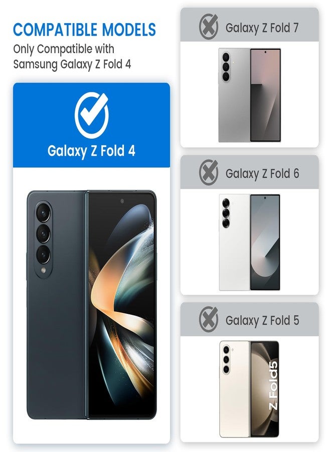 VEGO for Galaxy Z Fold 4 Case, with [S Pen Holder][Hinge Protection][360-degree Rotating Kickstand][Slide Camera Cover][Front HD Screen Protector] Protective Cover for Samsung Z Fold 4 - Black - Image 2