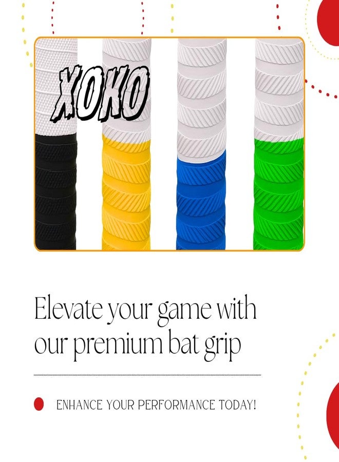 xoko XOXO Cricket Bat Grip, Premium Textured Non-Slip Replacement Grips, Multi-Color Sports Equipment, Pack of 4 - Image 2